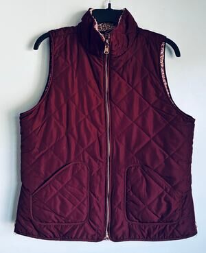 Miami Francesca's Reversible Sherpa Quilted Vest Maroon Women's Large Fall Cozy